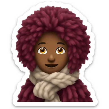 Burgundy fluffy scarf sticker