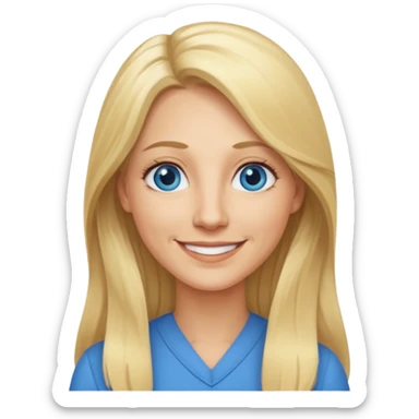 a 40 year old teacher with long blonde hair and blue eyes long face sticker