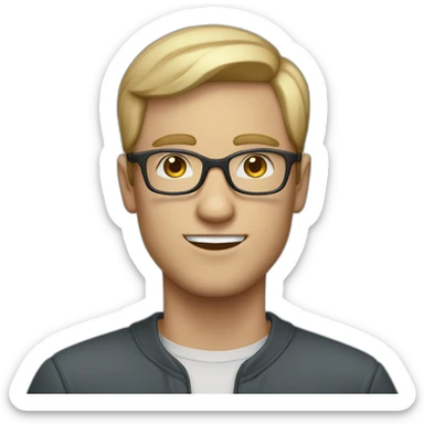 blue eyed man with glasses ligth skinned sticker