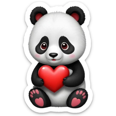 Panda qui tien un cœur sticker