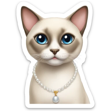 cute siamese cat with pearl necklace sticker