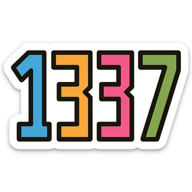 number 1337 in a cool digital style, referencing leet speak, icon or emoji sticker