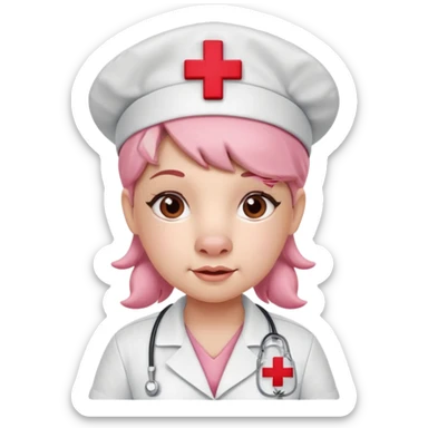 Pink pig nurse with red cross cap.














 sticker