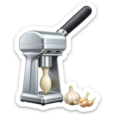 garlic being pressed in a garlic press sticker