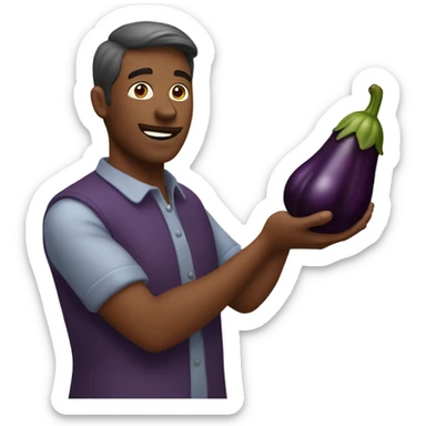 Man with egg plant  sticker