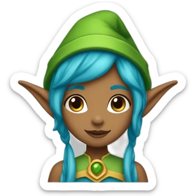 elf-girl-blue-hair-green-hat-and-pointy-ears sticker