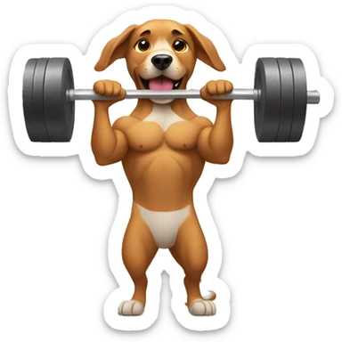 Dog doing weightlifting  sticker