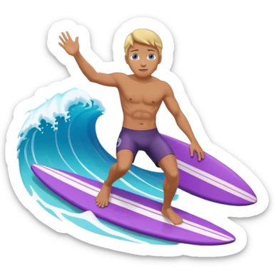 glitter surfer purple surf in wave ocean cian sticker