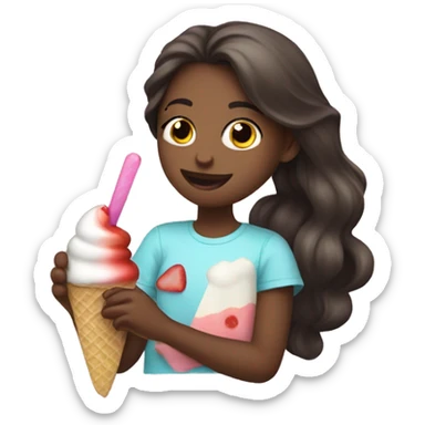 The girl who eats popsicle ice cream sticker
