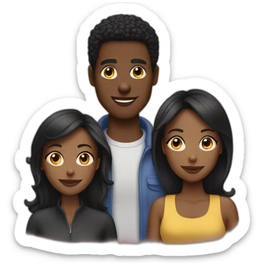 Younger Black man with two black women  sticker