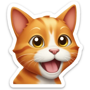 Playful cute orange cat sticker