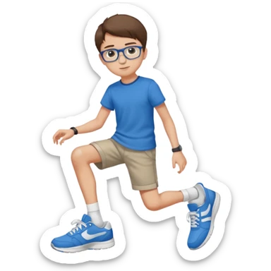 adolescent garçon taille moyenne corpulence maigre cheveux chatain court yeux bleus lunettes photo de pieds sticker