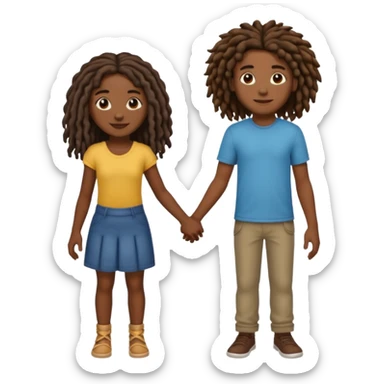 tall Darkskin man with dreads holding hands with a medium length curly haired brown girl  sticker