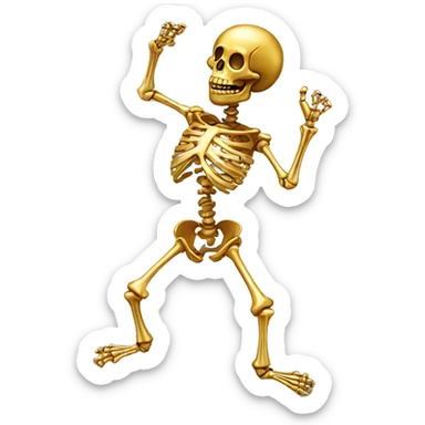 golden skeleton dancing sticker