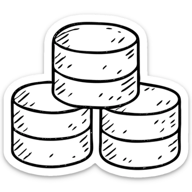 minimalist hand-drawn outlined hoard of database cylinders with worn distressed effect sticker