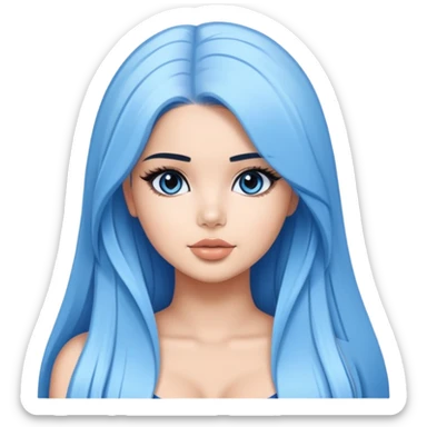 Perfect demi rose straight very very long medium to sky blue hair sticker