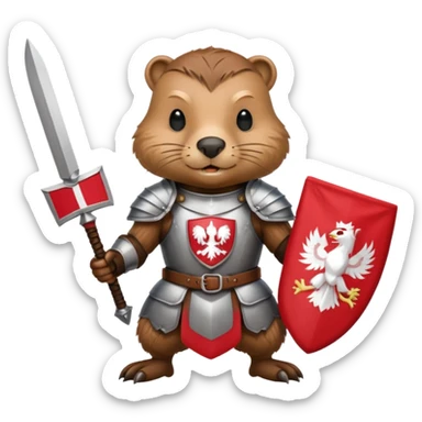 polish husaria miliatry unit but its a beaver, make him with a face like is the best fighter of all times with polish flag logo sticker