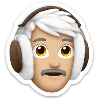 White brown Plush earmuffs  sticker