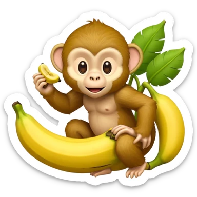 Banana Monkey Green Pink Yellow sticker