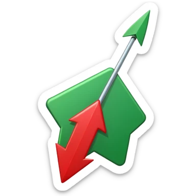 Tag vermelha com uma flecha pra cima verde do lado sticker