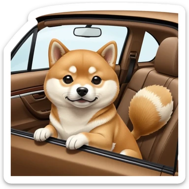 shiba inu sitting inside a BMW car sticker