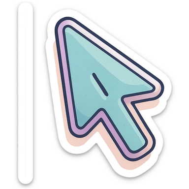 mouse cursor arrow with small cut in the middle, thin clean contours, soft rounded shapes, pastel palette #98B5BC, #B5B3C1, #C9A3C9, #E4C0CA, #F7DCD1, #F7C0AA, detailed shadows and highlights, soft lighting, transparent background sticker