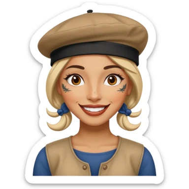 woman with tattooed faces wearing berets sticker