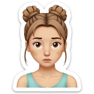 Woman with bad acne, hair in messy bun sticker