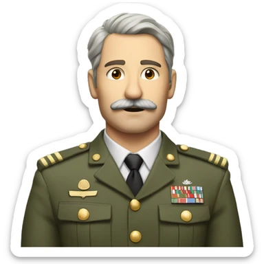 middle age man in military suit with side hair and toothblush mustache sticker