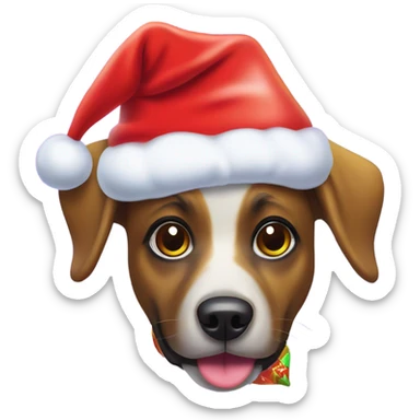 Lisa frank Christmas dog with Santa hat sticker