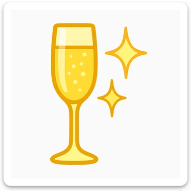 Add sparkles to the champagne glass in a simple and bold style, keeping the emoji style with a white background. sticker