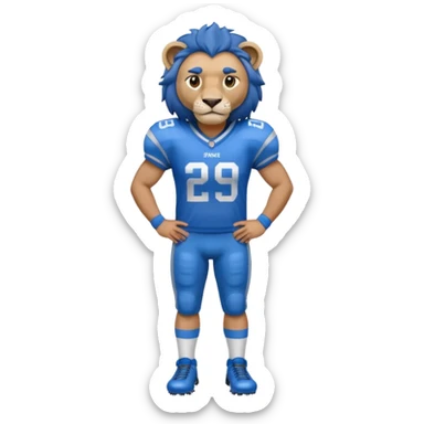 full blue color lion, wearing blue american football jersey sticker