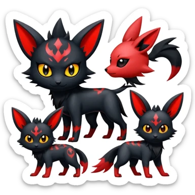  Shiny cute dark gloomy red gothic cool badass emo-Litten-Umbreon-Salandit-Jolteon-fusion sticker