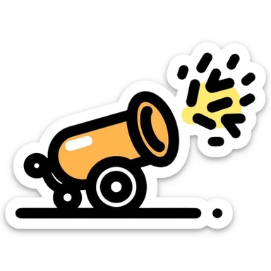 cash cannon shooting dollar bills sticker