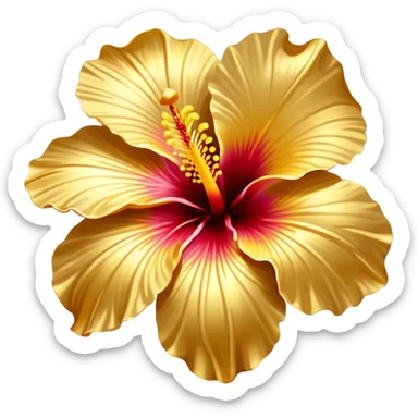 Real gold hibiscus 5 petals sticker