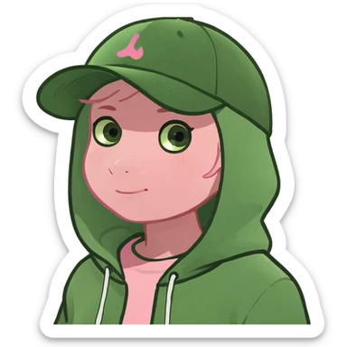 Blonde girl with a light pink hat and a very cute warm light pink hoddie sticker
