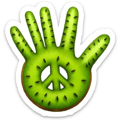 Peace sign hand emoji but its kiwi skin sticker