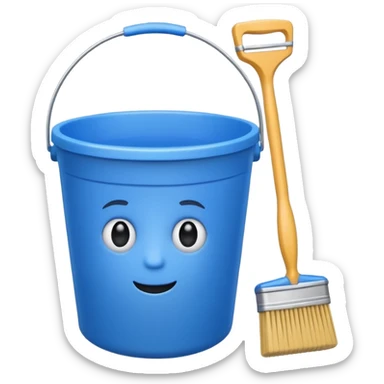 Bucket and brush for cleaning sticker