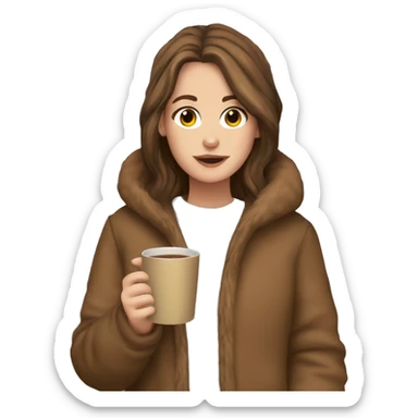 Cozy fall morning white girl brown hair sticker
