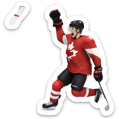 Team Canada world juniors hockey player celebrating after scoring a goal sticker