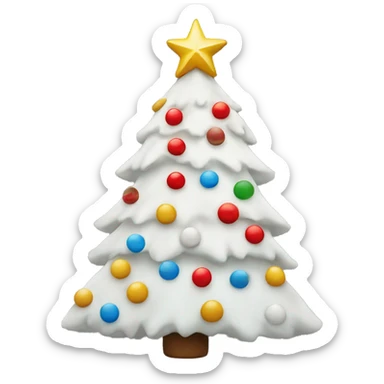 White Christmas tree with a colorful star and red bow on top sticker