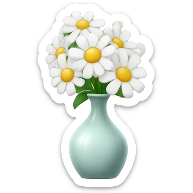 White flowers in vase sticker