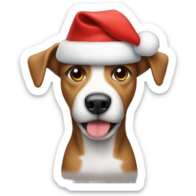 Dog wearing a Christmas hat sticker
