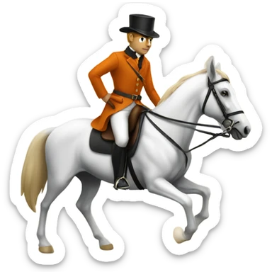 Fox hunting on horse sticker
