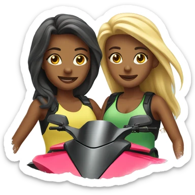 Two girls at jet ski sticker