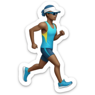a tired runner wearing sunglasses a cap and winter shoes sticker