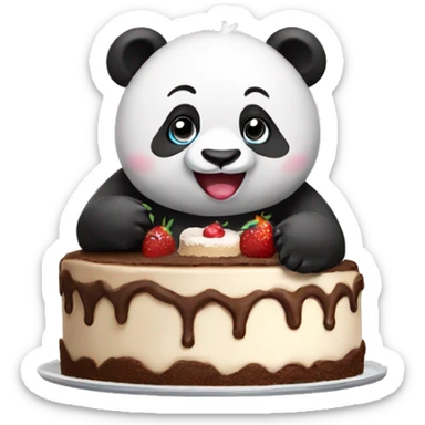 Panda with Cake sticker