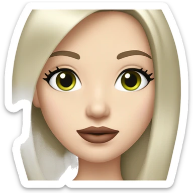 Brunette bombshell supermodel girl with long straight hair, pale skin, big pink lips and green eyes sticker