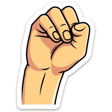 hand facing forward in a fist, thumb between index and middle fingers sticker