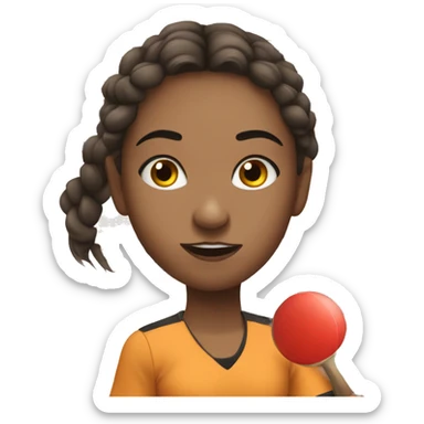 girl with brow hair play in  table tennis sticker